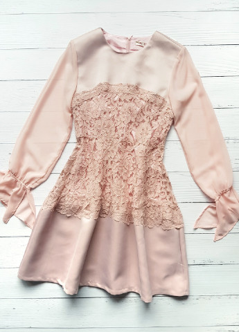 Рожева коктельна сукня рожева з мереживом No Brand