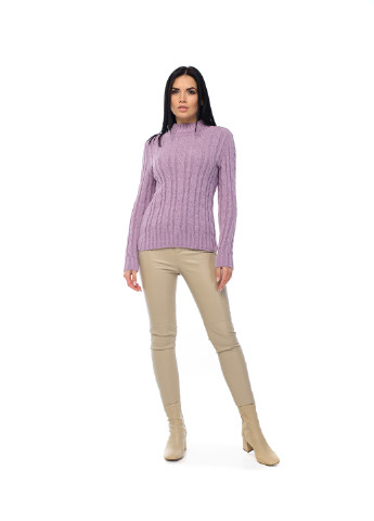 Бузковий жіночий м'який светр з коміром стійка SVTR