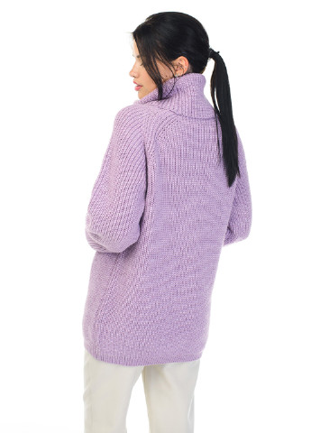 Сиреневый теплый свитер крупной вязки светлая пудра SVTR