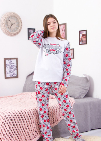 Серая всесезон пижама для девочки (подростковая) р. 140см сердечки (серый) носи своє (-024-33-2-v32) Носи своє 6076