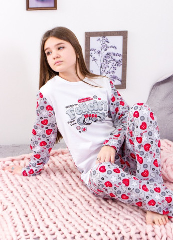 Серая всесезон пижама для девочки (подростковая) р. 140см сердечки (серый) носи своє (-024-33-2-v32) Носи своє 6076