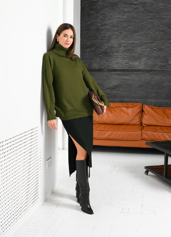 Оливковый (хаки) свободный женский свитер SVTR