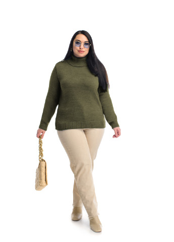 Оливковый (хаки) классический женский свитер SVTR
