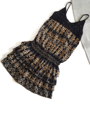 Чорна сукня-сарафан літня в чорно-коричневих тонах No Brand