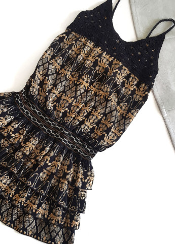 Чорна сукня-сарафан літня в чорно-коричневих тонах No Brand