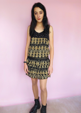 Чорна сукня-сарафан літня в чорно-коричневих тонах No Brand