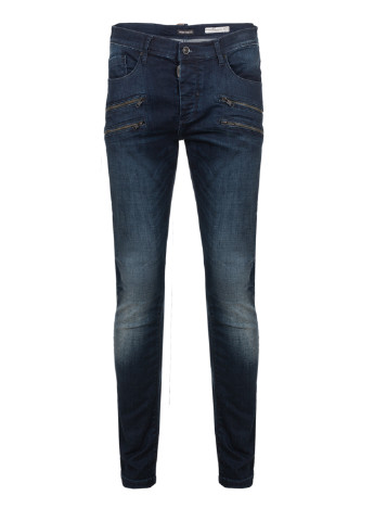 Темно-синие демисезонные каррот фит мужские темно-синие джинсы Antony Morato