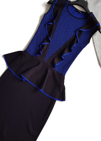 Чорна сукня жіноча чорна з синім з баскою без рукавів No Brand