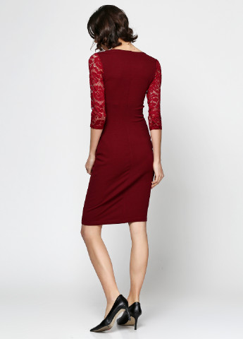 Бордова бордова сукня з гіпюровим рукавом No Brand