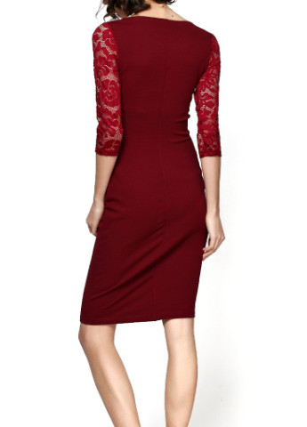 Бордова бордова сукня з гіпюровим рукавом No Brand