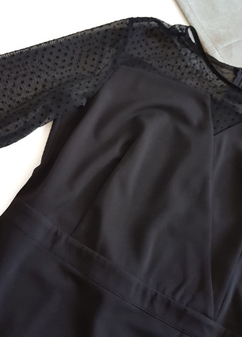 Черное черное женское платье со вставками сетки Exclusive