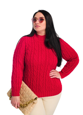 Червоний жіночий м'який светр з стійкою коміром SVTR