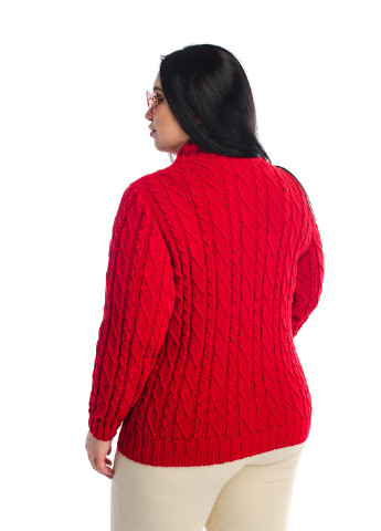 Червоний жіночий м'який светр з стійкою коміром SVTR