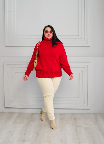 Червоний вільний жіночий светр SVTR
