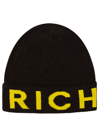 Чорний демісезонний чоловічий акриловий комплект шарф + шапка John Richmond