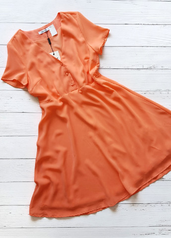 Оранжевое оранжевое легкое шифоновое платье NA-KD