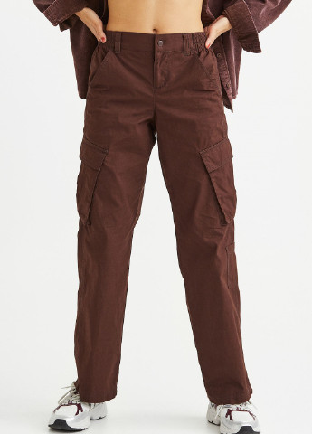 Темно-коричневые кэжуал демисезонные брюки HM