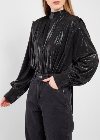 Черная летняя черная блуза-боди с объемными рукавами MSGM