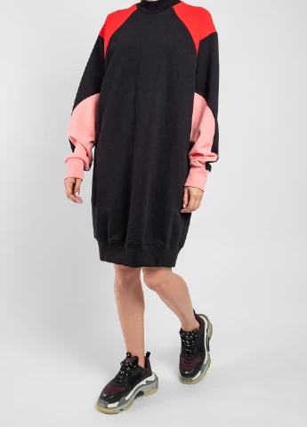 Черное кэжуал черное хлопковое платье MSGM однотонное