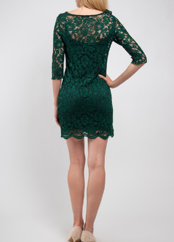 Зеленое кэжуал бордовое гипюровое платье-мини Daniela Fargion однотонное