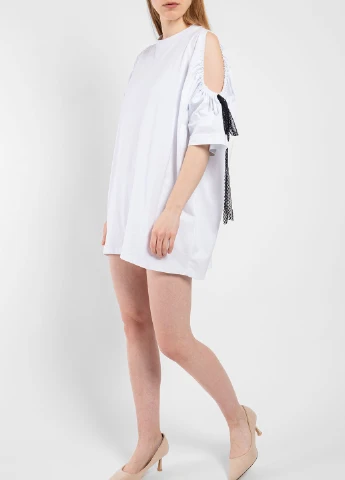Белое кэжуал белое хлопковое платье MSGM однотонное