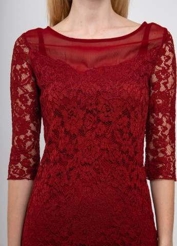 Красное кэжуал бордовое гипюровое платье-мини Daniela Fargion однотонное