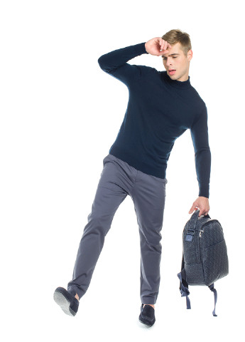 Темно-синий мужской свитер с воротником "стойка" SVTR