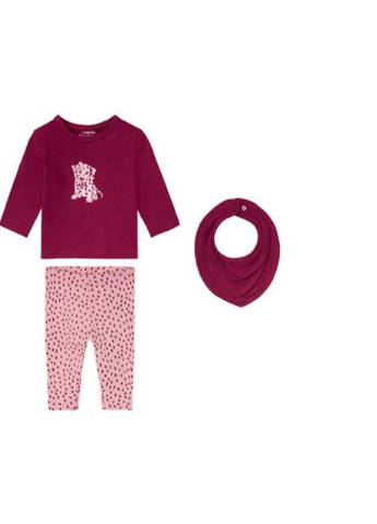 Бордовий демісезонний костюм для дівчинки(реглан, штанці, слюнявчик) Lupilu