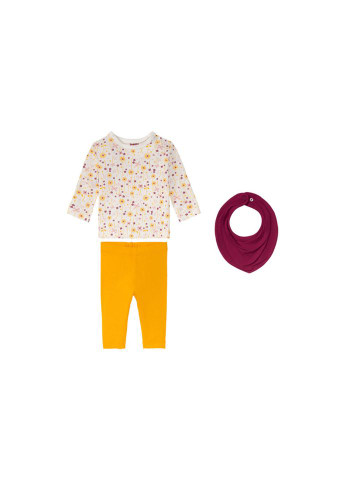 Желтый демисезонный костюм для девочки (реглан,штаники, слюнявчик) Lupilu