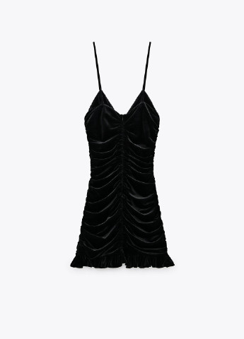 Чорна міні сукня-сарафан чорна велюр Zara