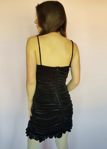 Черное мини платье-сарафан черное велюр Zara