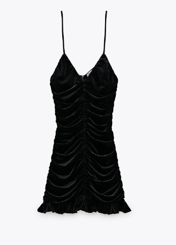 Чорна міні сукня-сарафан чорна велюр Zara