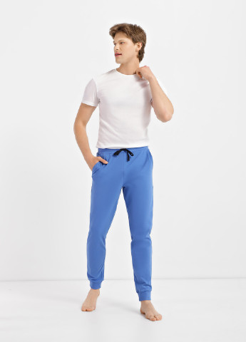 Голубые домашние демисезонные брюки Роза