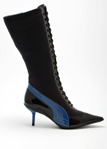 Осенние женские высокие сапоги на шнуровке и каблуке s-04b черный Arezzo