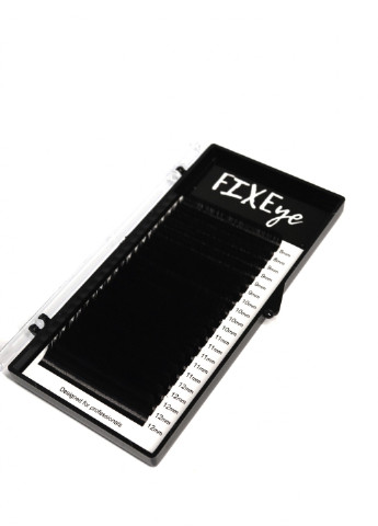 Вії для нарощування 20 ліній MIX чорні, вигин C, товщина 0.10мм, довжина 8(2),9(4)*10(4)*11(5)*12(5) FIXEye HYLON LASH (256901298)