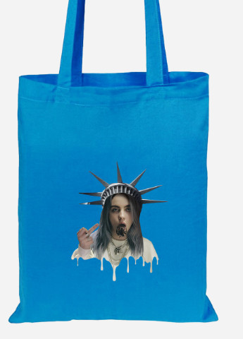 Еко-сумка шоппер Біллі Айліш (Billie Eilish) (92102-1583-BL) синя MobiPrint Lite (256924449)