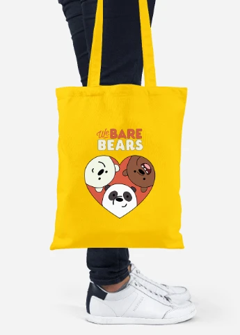 Еко-сумка шоппер Вся правда про ведмедів (We Bare Bears) (92102-2669-SY) жовта MobiPrint Lite (256920347)