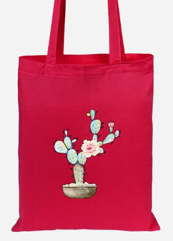 Эко сумка шопер Кактус (Cactus) (92102-1773-RD) красная MobiPrint Lite (256922369)