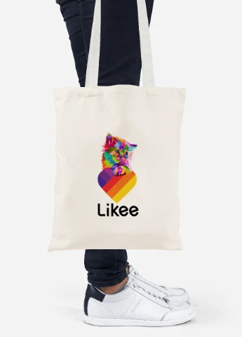 Эко сумка шопер Лайки (Likee) (92102-1470-BG) бежевая MobiPrint Lite (256923598)