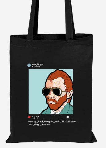 Еко-сумка шоппер Інстаграм Вінсент Ван Гог (Instagram Vincent van Gogh) (92102-2953-BK) чорна MobiPrint Lite (256923692)