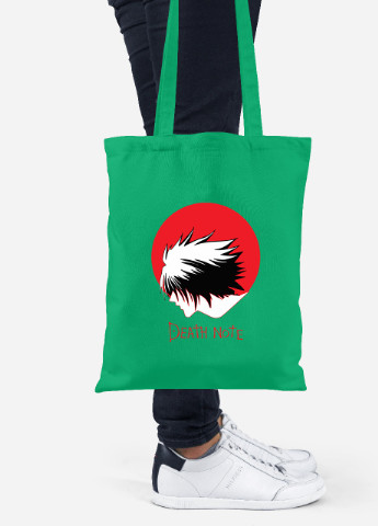 Еко-сумка шоппер Ел Лоулайт Зошит смерті (Death Note) (92102-2653-KG) зелена MobiPrint Lite (256924722)