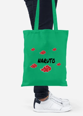 Еко-сумка шоппер Хмара Акацукі Наруто (Akatsuki Naruto) (92102-3053-KG) зелена MobiPrint Lite (256922138)