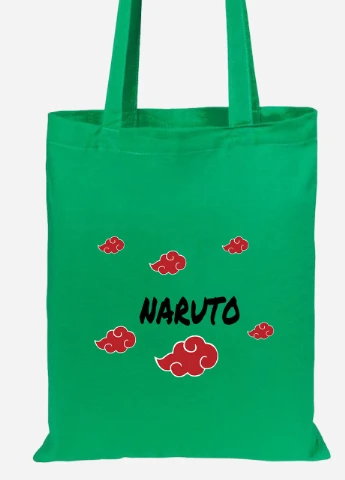 Еко-сумка шоппер Хмара Акацукі Наруто (Akatsuki Naruto) (92102-3053-KG) зелена MobiPrint Lite (256922138)