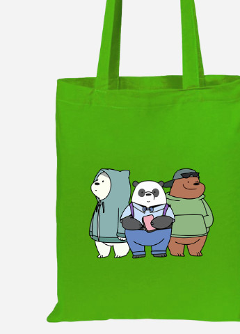 Еко-сумка шоппер Вся правда про ведмедів (We Bare Bears) (92102-2898-LM) салатова MobiPrint Lite (256923896)