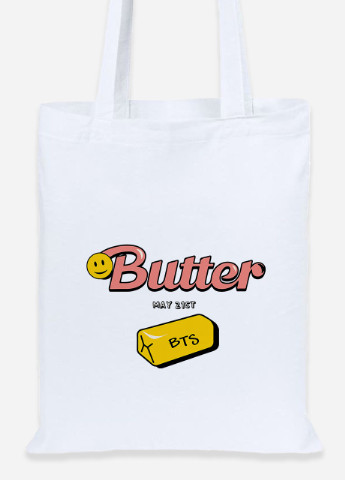 Еко-сумка шоппер Butter БТС (BTS) (92102-3257) біла MobiPrint Lite (256920931)
