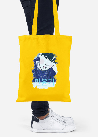 Еко-сумка шоппер Мін Юнгі БТС (Min Yoongi BTS) (92102-3260-SY) жовта MobiPrint Lite (256924062)