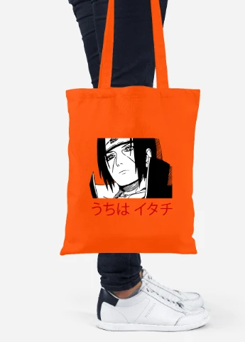 Эко сумка шопер Итачи Учиха (Itachi Uchiha) (92102-3343-OG) оранжевая MobiPrint Lite (256923811)