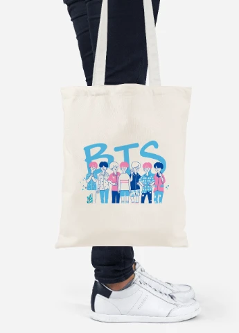 Эко сумка шопер БТС (BTS) (92102-3265-BG) бежевая MobiPrint Lite (256921339)