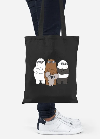 Эко сумка шопер Вся правда о медведях (We Bare Bears) (92102-2892-BK) черная MobiPrint Lite (256923486)