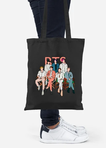 Эко сумка шопер БТС (BTS) (92102-3264-BK) черная MobiPrint Lite (256923945)